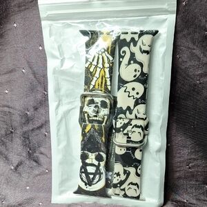 Skull & Ghost Silicone Watch Band Set - Black/White